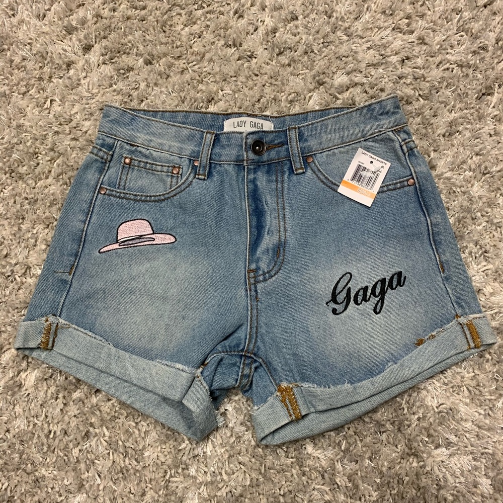 NWT Lady Gaga Joanne denim shorts size SM